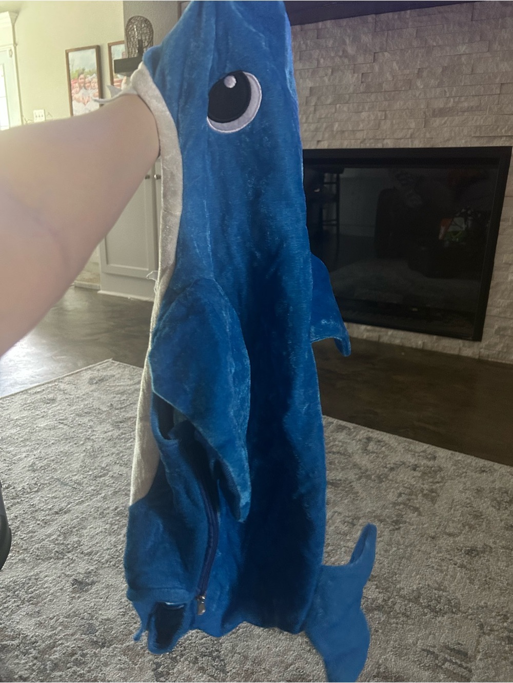 Blue Shark Hooded Kids Costume Poncho - Plush Swim Character Outfit